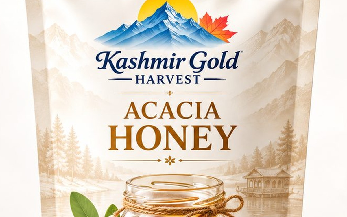 Multiflora honey label and organic seal angle
